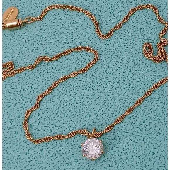 Park Lane 1ct SOLITAIRE CZ Pendent Necklace 18k plated Gold Chain Realistic EUC - Picture 13 of 13